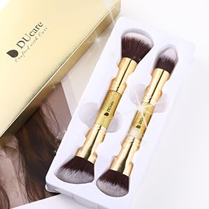 DUcare Makeup Brushes Duo End Foundation Powder Buffer and Contour Brush Synthetic Cosmetic Tools 2Pcs-FemmiqueWomen