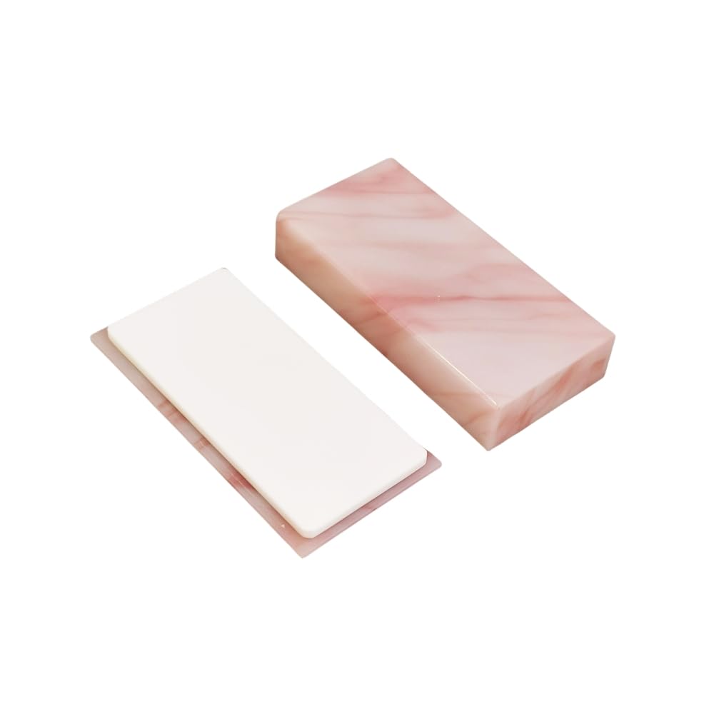 Grafting False Eyelash Acrylic Extension Pallet Organizer, Eyelash Extension Glue Tweezers Plate Makeup Palette, Dustproof Storage Box Display Training Tools Salon (Marble Pink)-FemmiqueWomen