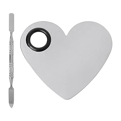 2 Pack Makeup Palette,Stainless Steel Cosmetic Mixing Palette with Spatula Tool for Foundation Nail Art Eyeshadow, Silver-FemmiqueWomen