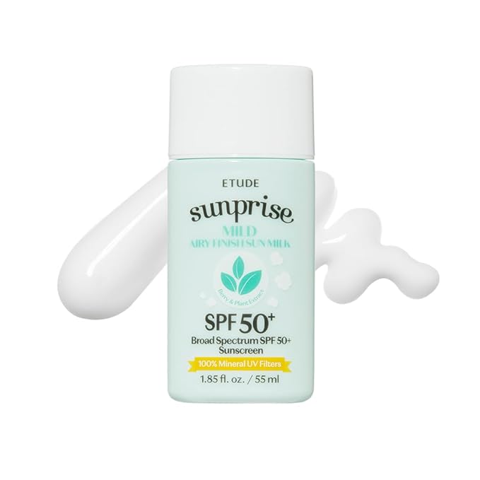 ETUDE Sunprise Sunscreen Mild Sun Milk SPF 50+ / PA++++ (55ml) | Sebum-free, Non-Sticky, Long Lasting Protection, 100% Mineral Korean Sunscreen for sensitive skin-FemmiqueWomen