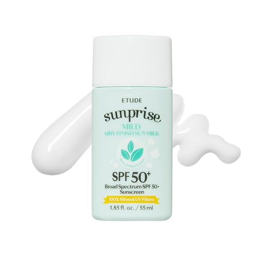 ETUDE Sunprise Sunscreen Mild Sun Milk SPF 50+ / PA++++ (55ml) | Sebum-free, Non-Sticky, Long Lasting Protection, 100% Mineral Korean Sunscreen for sensitive skin-FemmiqueWomen