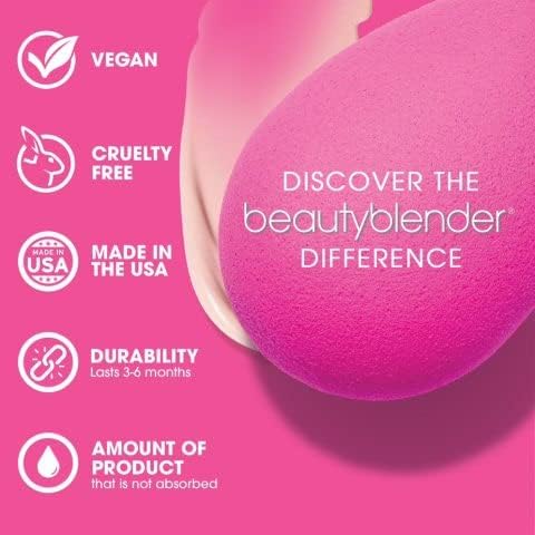 Beautyblender® | Nova Beauty Blender Makeup Sponge, Super-Soft Foam Easily Blends Foundations, Powders & Creams, Made in USA, Reusable, Washable, Streak Free Application, Vegan, Cruelty Free-FemmiqueWomen