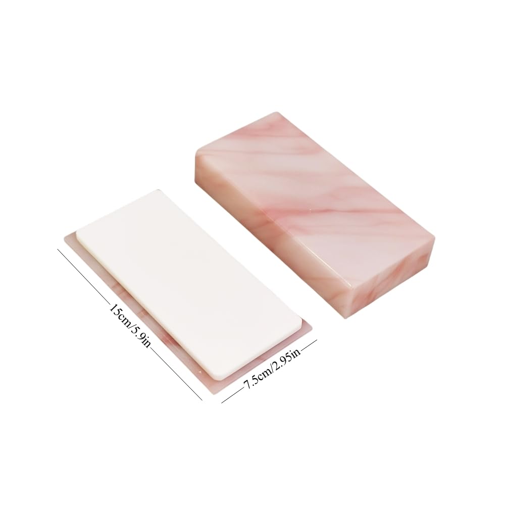 Grafting False Eyelash Acrylic Extension Pallet Organizer, Eyelash Extension Glue Tweezers Plate Makeup Palette, Dustproof Storage Box Display Training Tools Salon (Marble Pink)-FemmiqueWomen