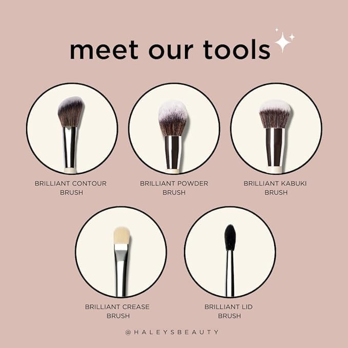 HALEYS Kabuki Makeup Brush + GWP Skin Tint Mini, VEGAN+CRUELTY-FREE, Sustainable Wood, Vegan Bristles for Airbrushed Finish, For Creams, Liquids, Powder, Streak-free, Perfect Blending, Buffs, Blurs-FemmiqueWomen