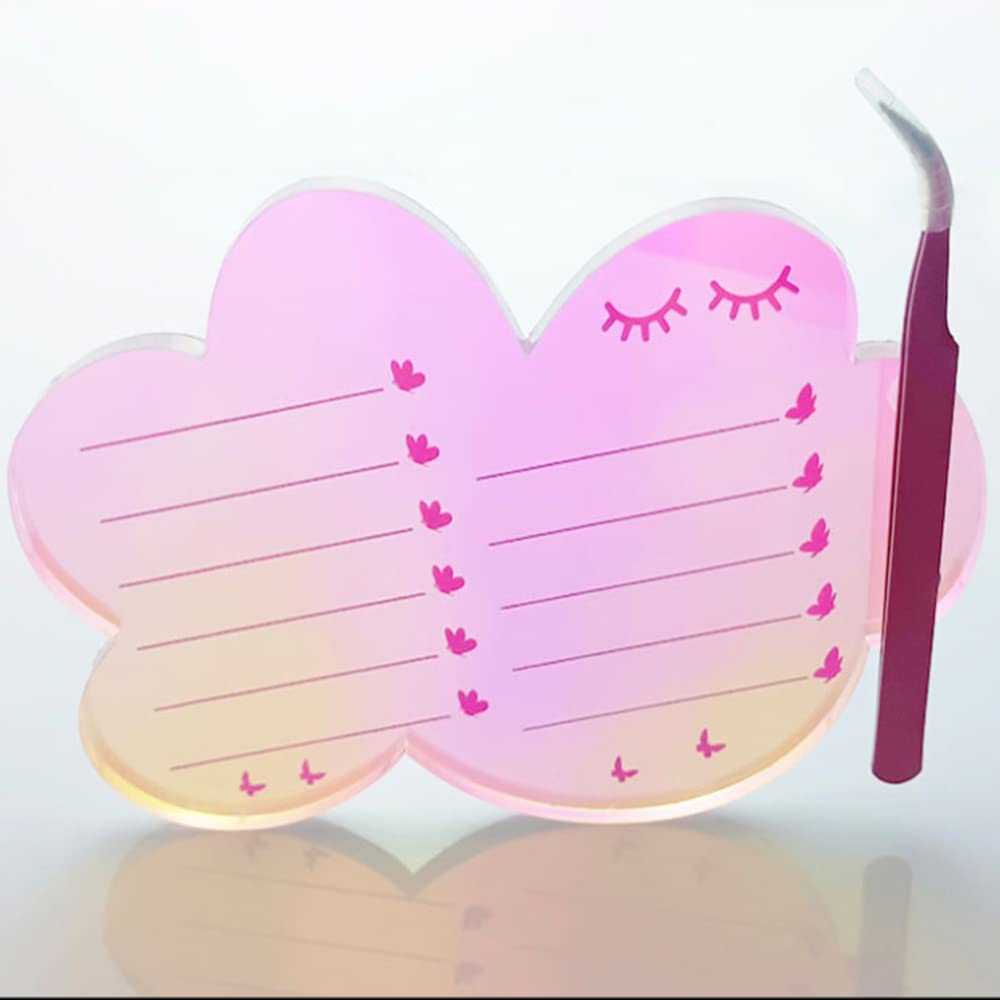 Grafting False Eyelash Acrylic Extension Pallet, Eyelash Extension Tweezers Plate Pad Makeup Palette Individual Training Tools Dazzling (Cloud-shaped A （5.51x3.94in）)-FemmiqueWomen