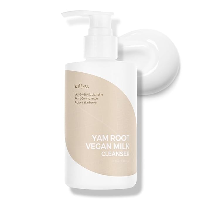 IsNtree Yam Root Vegan Milk Cleanser 220ml, 7.43 fl.oz | Korean Facial Cleanser for Sensitive Skin | Rich & Creamy Texture | Hydrating & Mild | Vegan & Cruelty-Free Skincare-FemmiqueWomen
