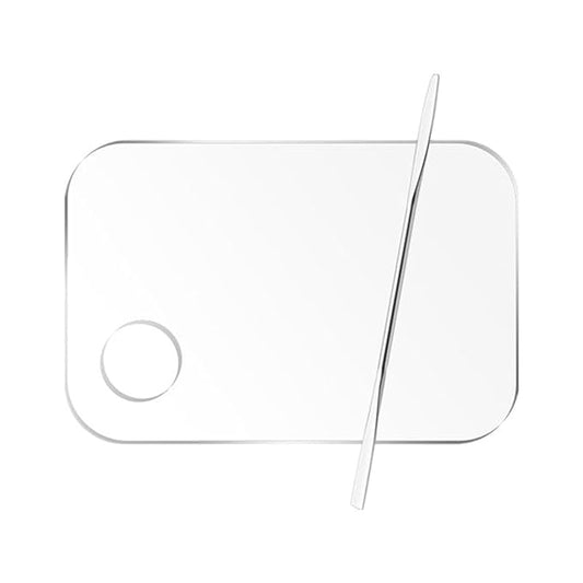 2 Pcs Acrylic Makeup Palette Makeup Mixing Tray with Makeup Spatula for Beauty Salon Color Cream Liquid Foundation Mixing Palette (Rectangular)-FemmiqueWomen