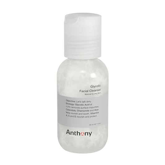 Anthony Glycolic Facial Cleanser for Men, Daily Exfoliating & Hydrating Face Wash, Shave Prep, Non-Foaming, Deep Cleansing, Gentle on Sensitive Skin, Removes Dirt & Oil, Smooths Texture, 1 Fl Oz-FemmiqueWomen
