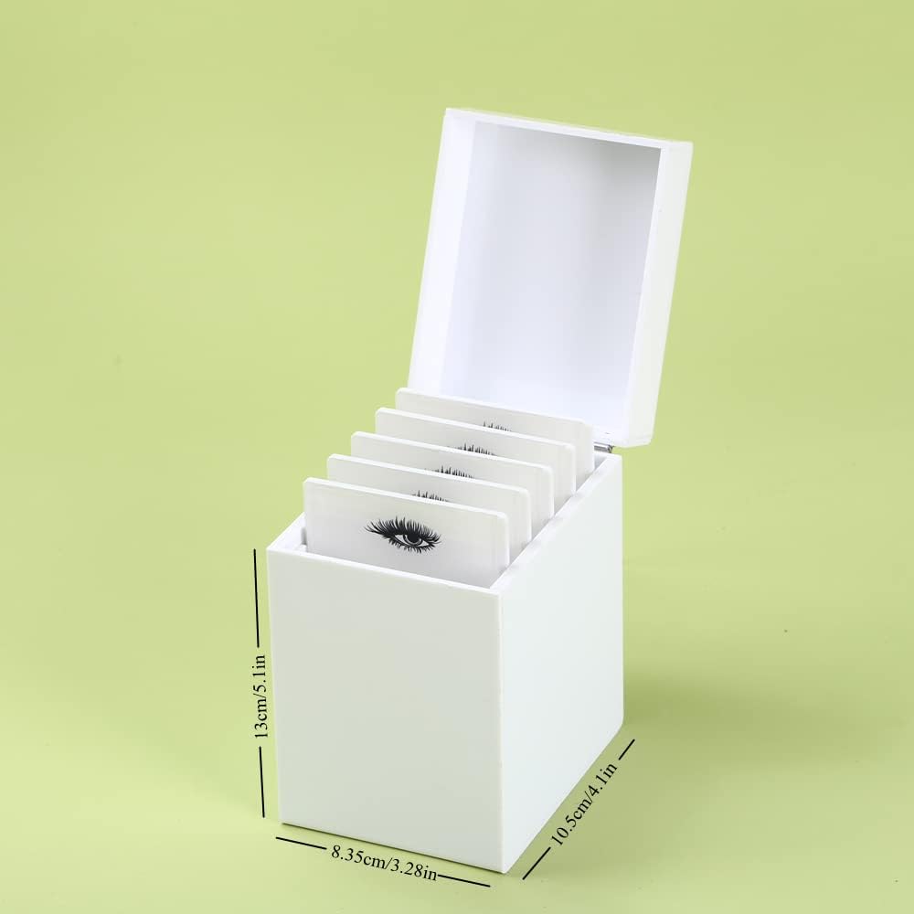 5 Layers Acrylic Eyelash Storage Box, Makeup Eyelashes Extension Close-Packed Display with 5 Pallets, Grafting False Eyelashes Glue Pallet Holder Display Organizer (5 Layers White)-FemmiqueWomen