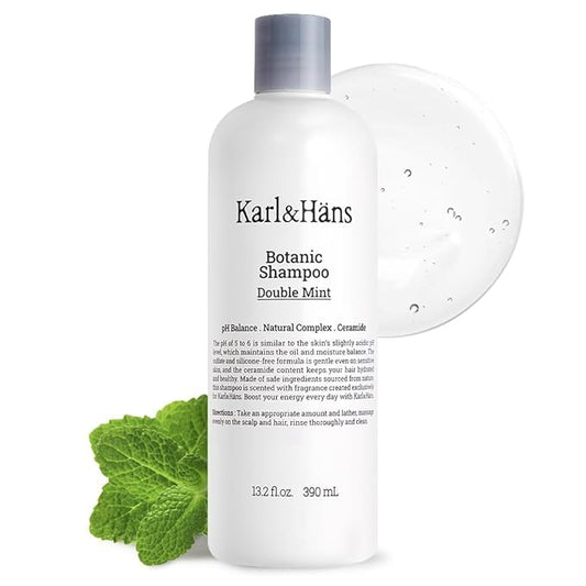 Karl&Hans Botanic Double Mint Vegan Body Wash - Organic, Moisturizing, Natural Shower Gel with Peppermint for Men and Women - Sulfate and Silicone-Free, 13.2 fl oz-FemmiqueWomen