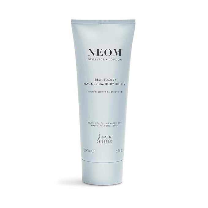 Neom - Magnesium Body Butter | 6.76 Fl Oz (200ml) | Lavender, Sandalwood & Jasmine | Calming Lotion with Essential Oils | 100% Natural Fragrances | Nourish & Soften | Signature De-Stress Scent-FemmiqueWomen