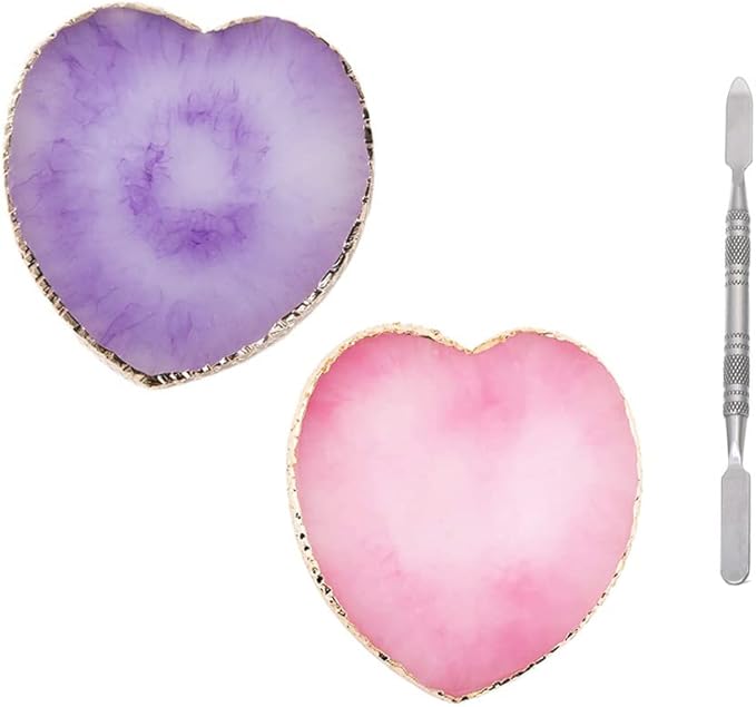 2 Pcs Herat Phnom Penh Resin Nail Art Palette,Nail Art Gel Nail Polish Palette Nail Art Painting Palettes with Stirring Rod Nail Piece Display Tool Cosmetic Makeup Mixed Color Palette Tray-FemmiqueWomen