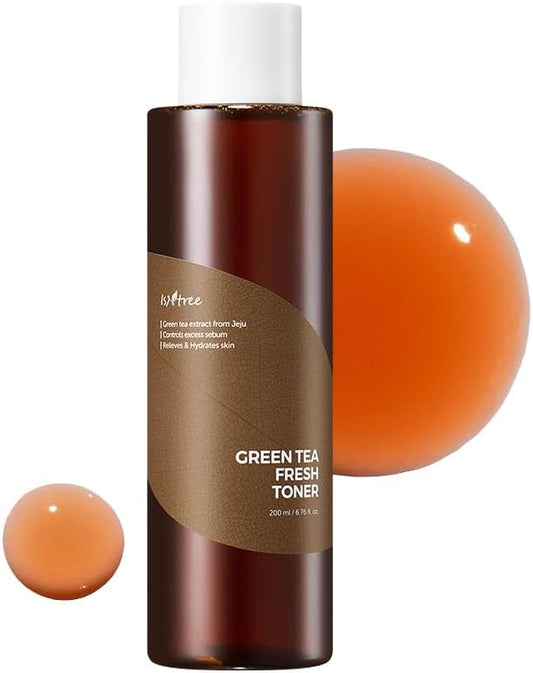 ISNTREE Green Tea Fresh Toner 200ml, 6.76 fl.oz | Korean Skincare | Toner for Oily Skin | Sebum Control | Hydrating and Refreshing-FemmiqueWomen