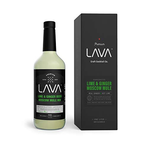 (3 Pack) LAVA Premium Spicy Moscow Mule Mix by LAVA Craft Cocktail Co., Made with Ginger Beer, Key Lime Juice, Real Ginger Puree, No Artificial Sweeteners, Ready to Use, 1-Liter (33.8oz) Glass Bottle-FemmiqueWomen