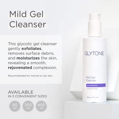 Glytone Mild Gel Cleanser - Exfoliating Face Wash for Normal to Combination Skin - With 4.7% Pure Glycolic Acid - Vegan & Fragrance-Free - 6.7 fl. oz.-FemmiqueWomen