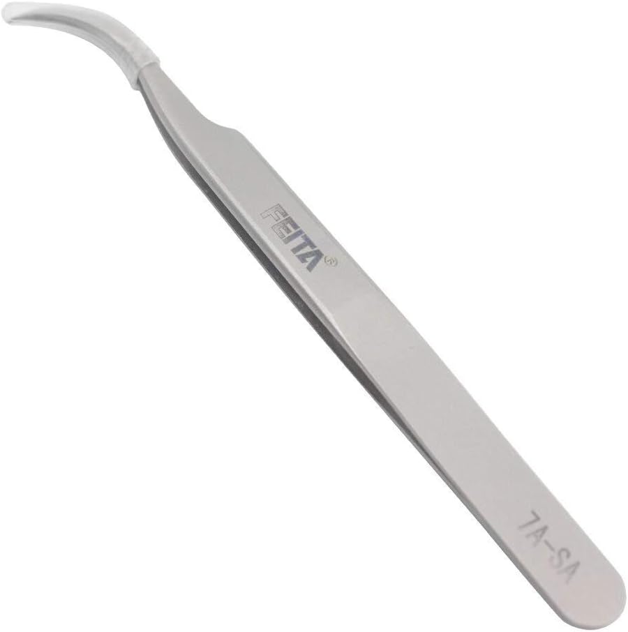 Individual C-Shaped Tip Lashes Tweezer - FEITA Professional Stainless Steel Curved Tweezers Precision for 3D Volume Eyelashes Extensions (1 Pc)-FemmiqueWomen