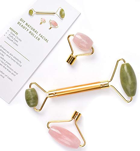 Jade Rose Quartz Roller Kit with 3 Changeable Heads | Face Facial Roller-FemmiqueWomen