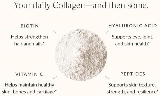 Beam Collagen Powder, Collagen for Women, Collagen with Hyaluronic Acid, Collagen Peptides Type 1 and 3, with Biotin, Grass Fed Bovine, Third-Party Tested, Best for Coffee, Vitamin C, 60 Servings-FemmiqueWomen