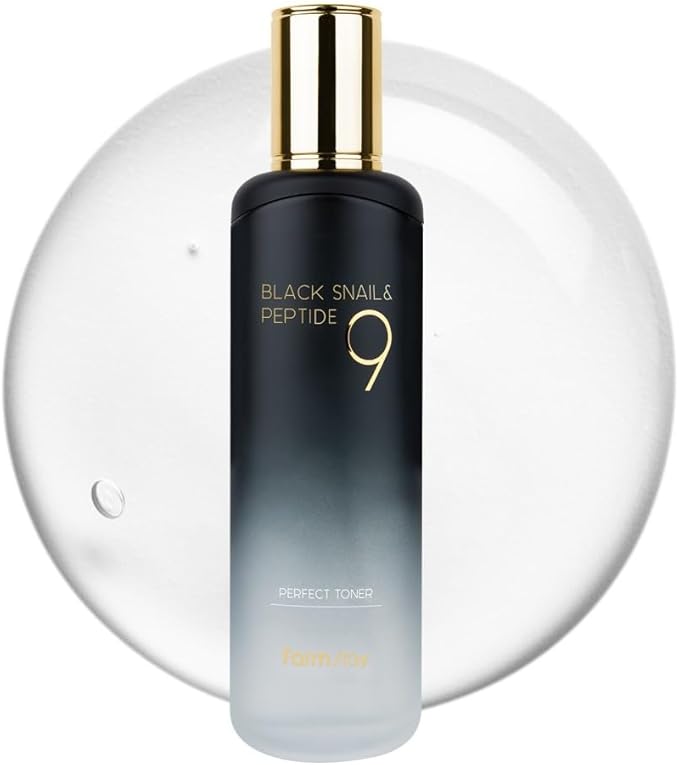 Farmstay Black Snail & Peptide 9 Perfect Toner, Snail Mucin Toner for Elastic & Glow Skin, Moisturizing & Anti-Aging, Smooths & Refine Skin Texutre, Korean Skin Care, for Women & Men, 4.05 Fl. Oz-FemmiqueWomen