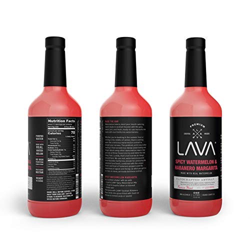 (3 Pack) LAVA Premium Spicy Watermelon Habanero Margarita Mix, Cold-Pressed Organic Watermelon, Agave, Habanero, No Artificial Sweeteners, Lots of Flavor, Ready to Use, 1-Liter (33.8oz) Glass-FemmiqueWomen