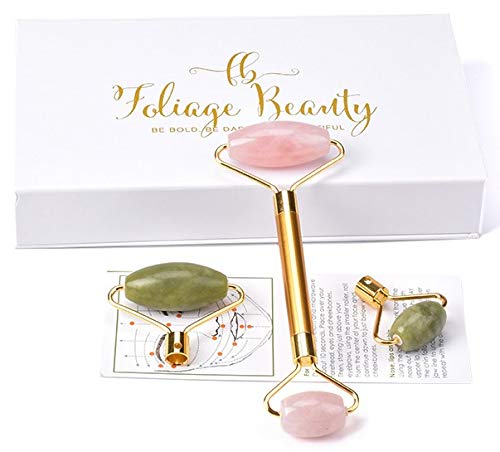 Jade Rose Quartz Roller Kit with 3 Changeable Heads | Face Facial Roller-FemmiqueWomen