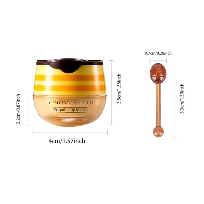 2 Pack Nourishing Lip Balm Honey Pot, Moisturizing Honey & Strawberry Propolis Lip Mask, Hydrating & Prevention Dry and Cracked Lip Scrubs Exfoliator Lip Sleeping Mask Reduces Lip Lines-FemmiqueWomen