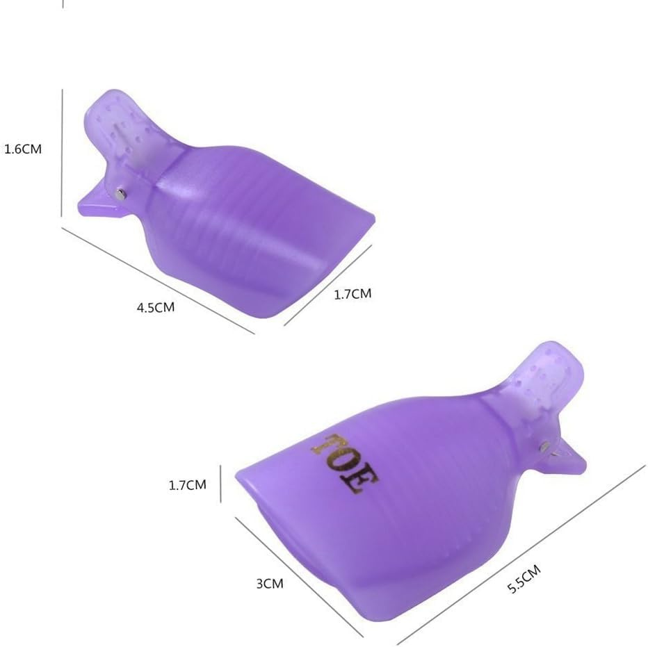 10Pcs Purple Useful Toenail Clips Nail Art Caps Soak Off UV Gel Clamp Remover Beauty Tool Sleek Nail Remover Clips With Anti-Slip Design Nail Polish Removers-FemmiqueWomen