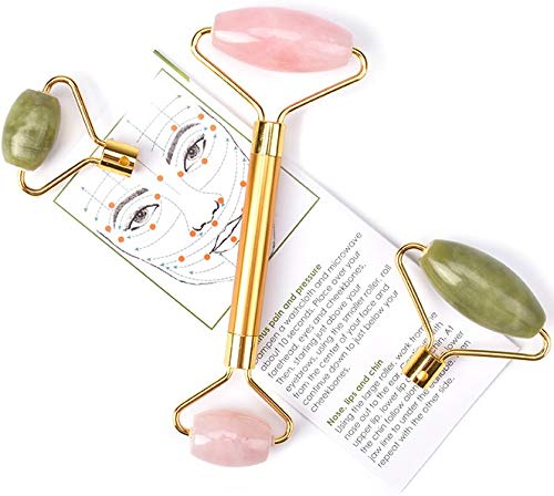 Jade Rose Quartz Roller Kit with 3 Changeable Heads | Face Facial Roller-FemmiqueWomen