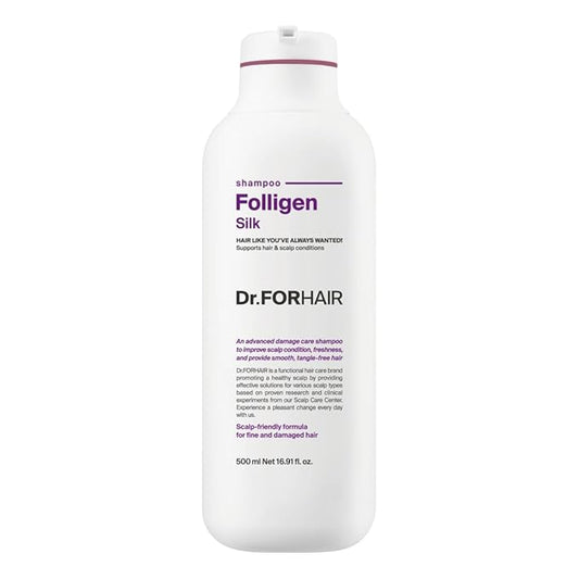 Dr.FORHAIR Folligen Silk Shampoo 500 ml/16.9 fl. oz. | Damaged Scalp And Hair Care | Hair Strengthening | Protein care | Smooths and Softens Rough Hair | Hypoallergenic-FemmiqueWomen