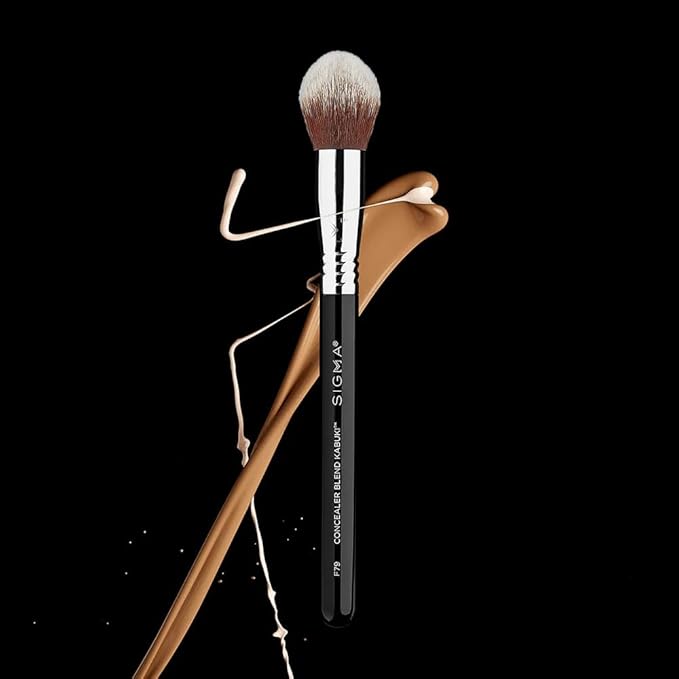 Sigma Beauty F79 Concealer Blend Kabuki Brush – Tapered Concealer Brush for Stippling Any Color-Correcting or Concealing Formula, Use Professional Makeup Brush with Liquid, Cream, or Powder Products-FemmiqueWomen