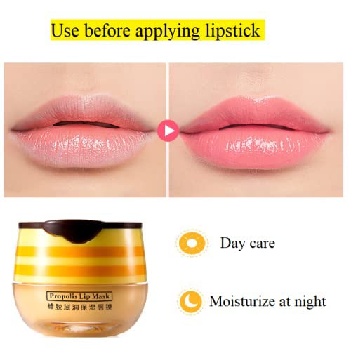 2PCS Lip Balm Honey Pot,Honey & Strawberry Lip Balm, Propolis Moisturizing Honey Lip Mask Lip Balm, Hydrating & Prevention Dry and Cracked Lip Scrubs Exfoliator-FemmiqueWomen