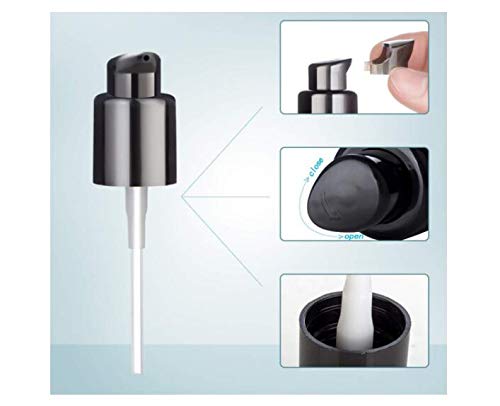 10PCS 410/20mm Plastic Replacement Pump Top Head Cosmetic Liquid Foundation Makeup Pump Replacement with Rotate Lock and Cover for Foundation Lotion Essence (Black)-FemmiqueWomen