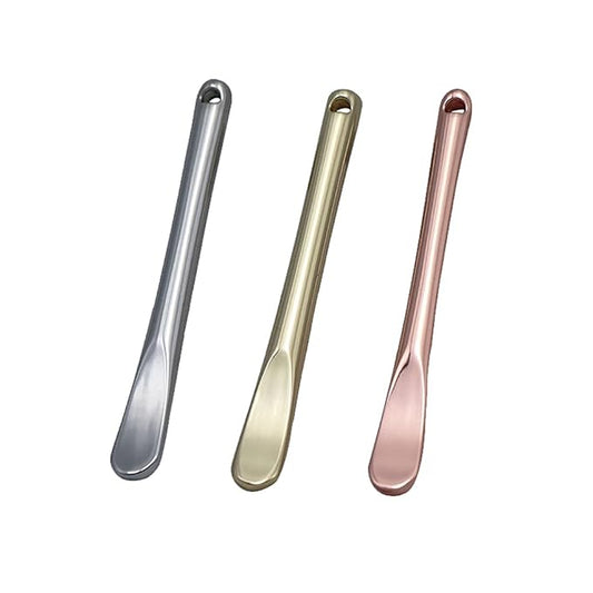 3 Pieces Zinc Alloy Makeup Spatula Eye Cream Spoon Beauty Scoop Mini Spoon Makeup Beauty Spoons Mini Cosmetic Skincare Spatula for Cream Lotions, Cylindrical Handle Type, Golden, Silver, Rose-Gold-FemmiqueWomen