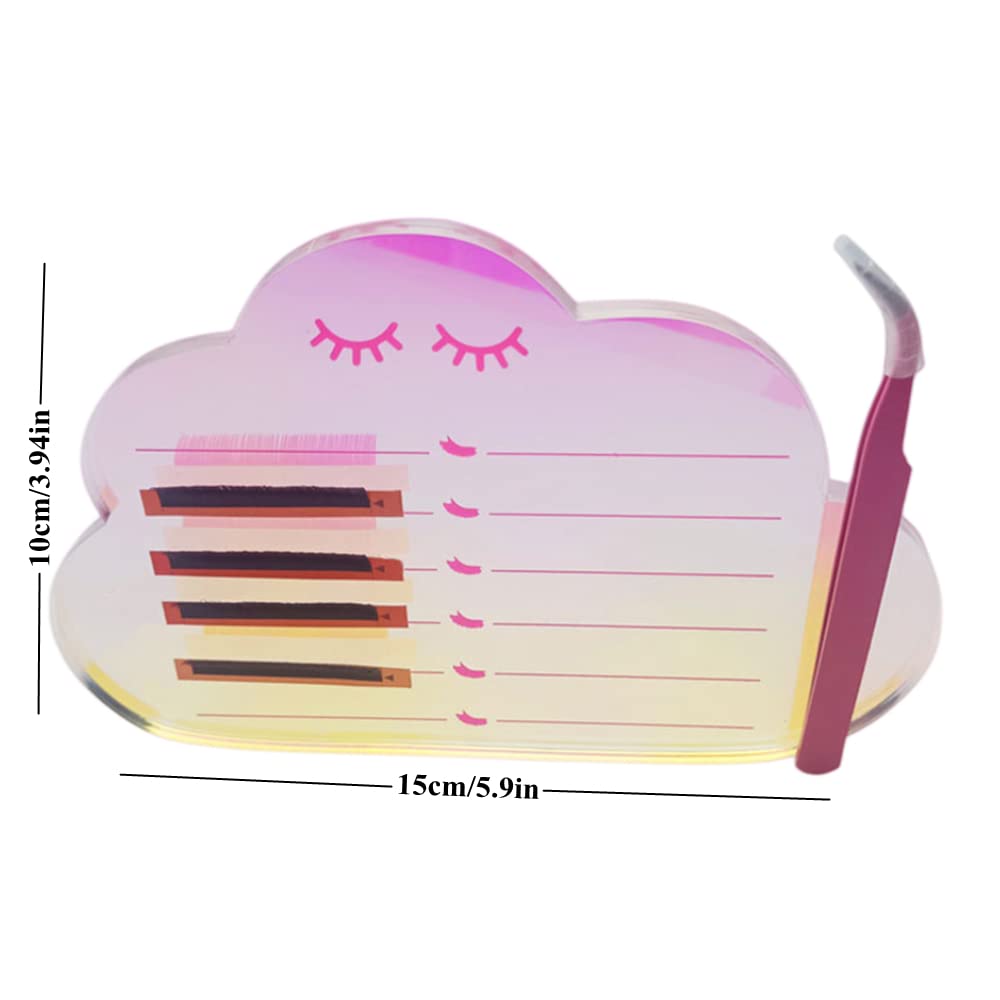 Grafting False Eyelash Acrylic Extension Pallet, Eyelash Extension Tweezers Plate Pad Makeup Palette Individual Training Tools Dazzling (Cloud-shaped C （5.9x3.94in）)-FemmiqueWomen