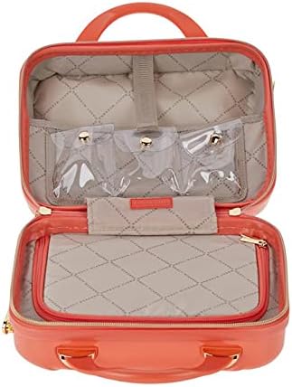 2-in-1 Essential St. Tropez Design Beauty Case - Black/Cream Python, Rose Gold-FemmiqueWomen