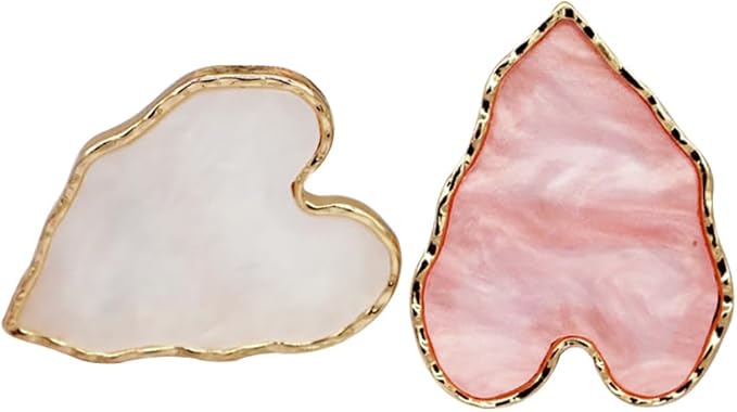 2 Pcs Nail Art Palette Ring Nail Color Mixing Tray Nail Polishing Palette Makeup Foundation Mixing Plate with Finger Ring for Nail Salon Shop Heart-FemmiqueWomen