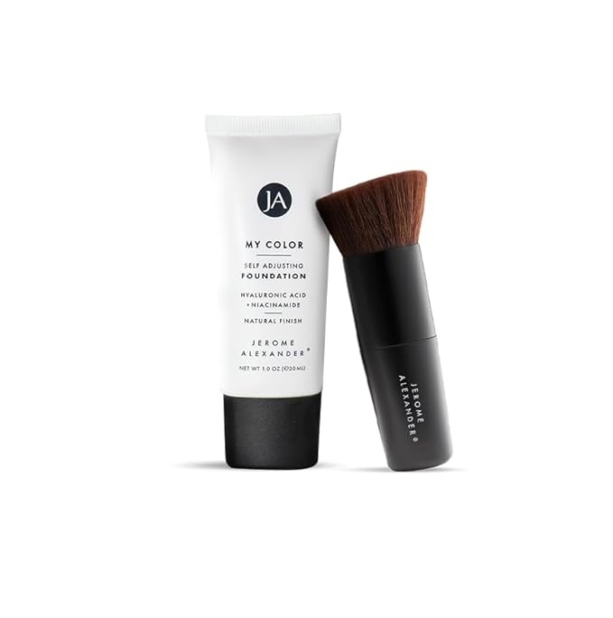 Jerome Alexander My Color Self Adjusting Full Coverage Foundation Makeup with Kabuki Brush (Light)-FemmiqueWomen