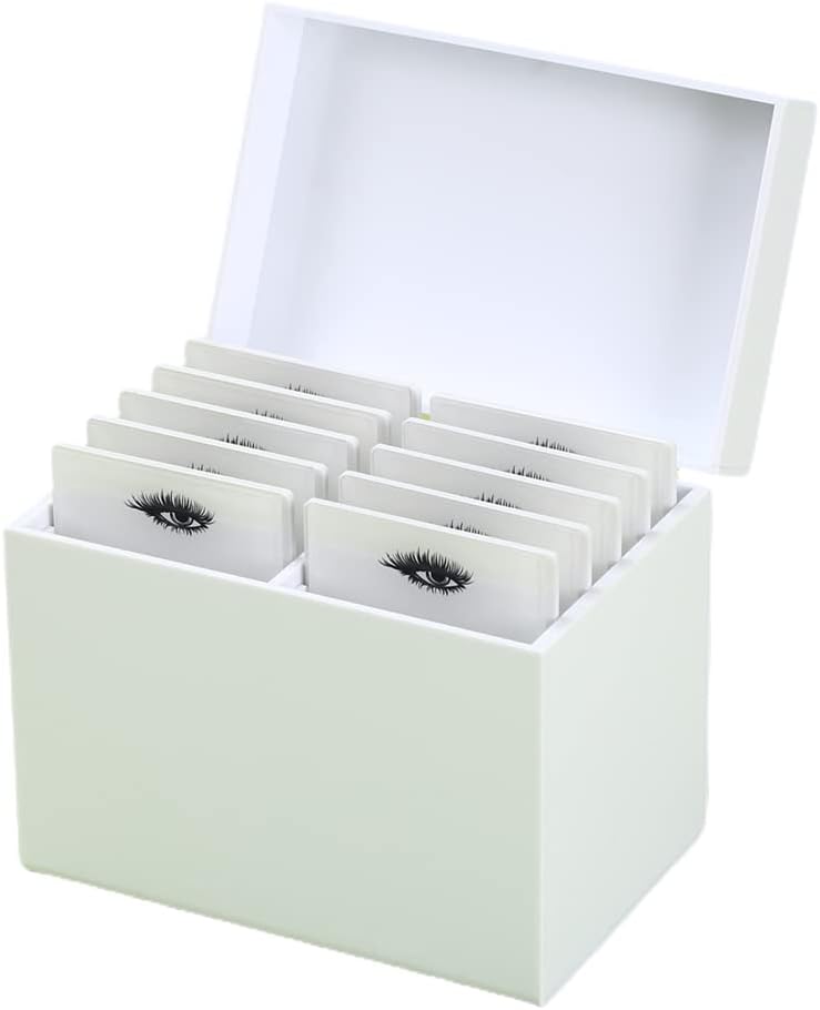 10 Layers Acrylic Eyelash Storage Box, Makeup Eyelashes Extension Close-Packed Display with 10 Pallets, Grafting False Eyelashes Glue Pallet Holder Display Organizer (White)-FemmiqueWomen