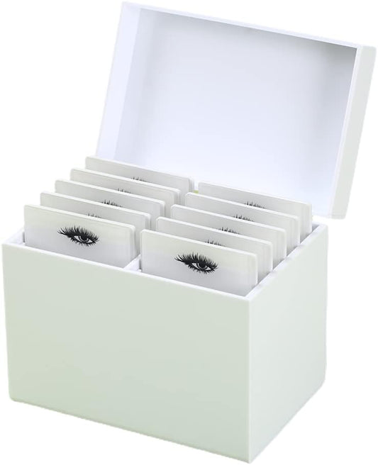 10 Layers Acrylic Eyelash Storage Box, Makeup Eyelashes Extension Close-Packed Display with 10 Pallets, Grafting False Eyelashes Glue Pallet Holder Display Organizer (White)-FemmiqueWomen