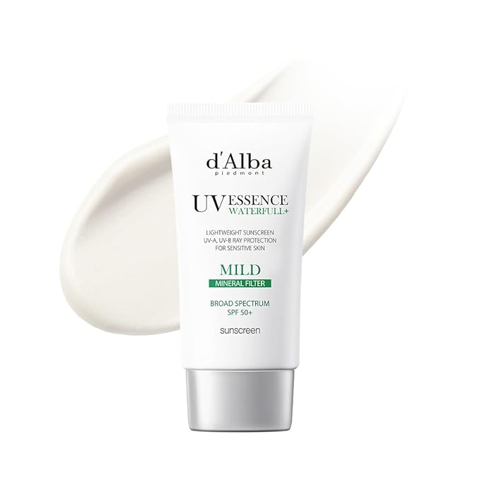 d'alba Piedmont Italian White Truffle Waterfull Mild Sunscreen, Vegan, Mineral Sunscreen, BROAD SPECTRUM SPF 50+ Non-Nano Suitable for Sensitive Skin, Korean Skin Care (1.69 fl. oz)-FemmiqueWomen