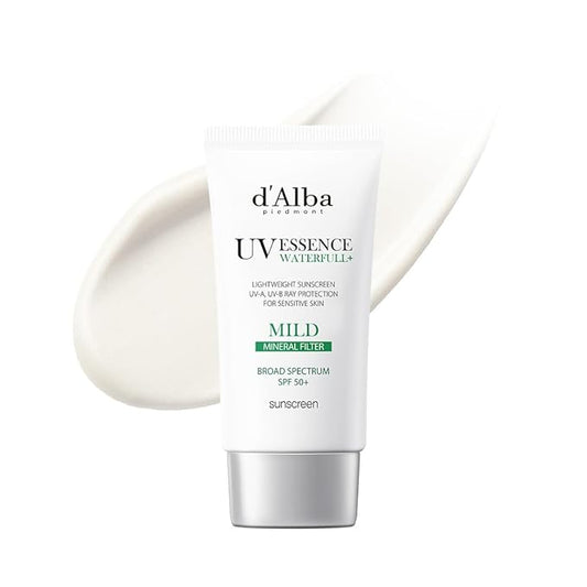 d'alba Piedmont Italian White Truffle Waterfull Mild Sunscreen, Vegan, Mineral Sunscreen, BROAD SPECTRUM SPF 50+ Non-Nano Suitable for Sensitive Skin, Korean Skin Care (1.69 fl. oz)-FemmiqueWomen