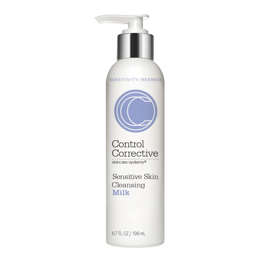 CONTROL CORRECTIVE Sensitive Skin Cleansing Milk, 6.7 Oz - Creamy, Calming Cleanser With Soothing Liden Flower, Gentle, Comfrey, Aloe Vera, Chamomomile Extracts, Removes Make-Up & Daily Build Up-FemmiqueWomen