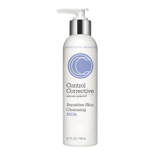 CONTROL CORRECTIVE Sensitive Skin Cleansing Milk, 6.7 Oz - Creamy, Calming Cleanser With Soothing Liden Flower, Gentle, Comfrey, Aloe Vera, Chamomomile Extracts, Removes Make-Up & Daily Build Up-FemmiqueWomen