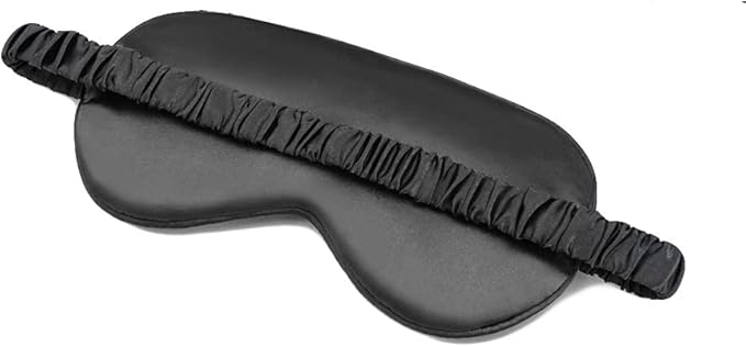 100% Natural Mulberry Soft Silk Sleep Mask, Light Blocking Eye Masks For Sleep, Night Blindfold Eye Mask Cover For Men And Women, Sleeping Night Mask For Travel (Black)-FemmiqueWomen