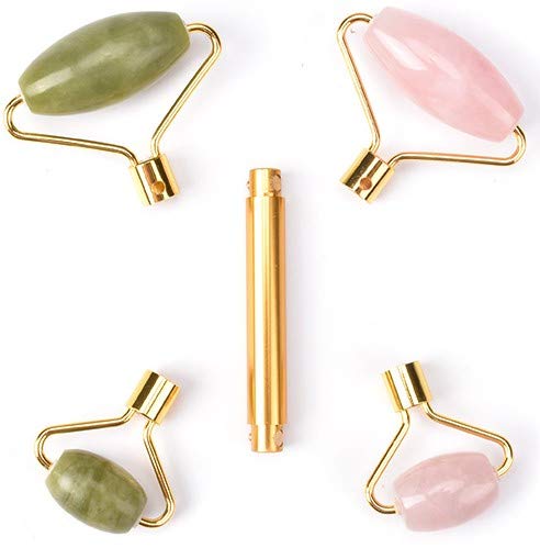 Jade Rose Quartz Roller Kit with 3 Changeable Heads | Face Facial Roller-FemmiqueWomen