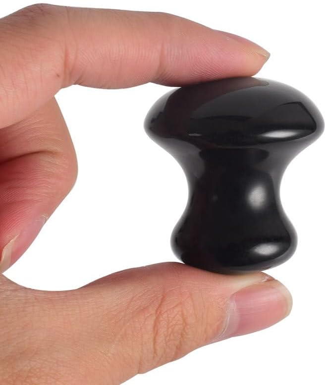 1 Pc Mushroom Jade Gua Sha Facial Tools, Jade Roller Guasha Massage Black Jade Stone Mushroom Shaped Face Lift Remove Wrinkles Massager for Women Spa, Gua Sha Massage Knobs for Body Relaxing-FemmiqueWomen