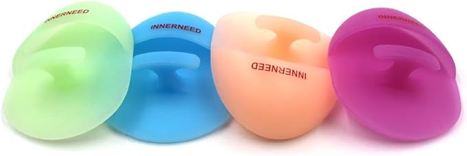 INNERNEED Super Soft Silicone Face Cleanser and Massager Brush Manual Facial Cleansing Scrubber Handheld Wash Pad for Sensitive, Delicate, Dry Skin (Pack of 4)-FemmiqueWomen