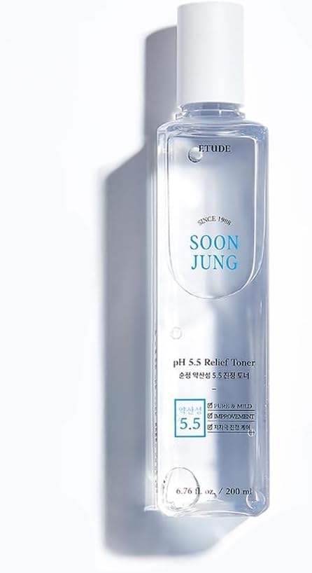 ETUDE SoonJung pH5.5 Relief Toner, Toner for Face, Hydrating Toner for Sensitive Skin, Vegan Face Toner, Panthenol, Madecassoside, Moisturizer, Korean Skin Care, Korean Toner, Beauty (6.76 Fl Oz)-FemmiqueWomen