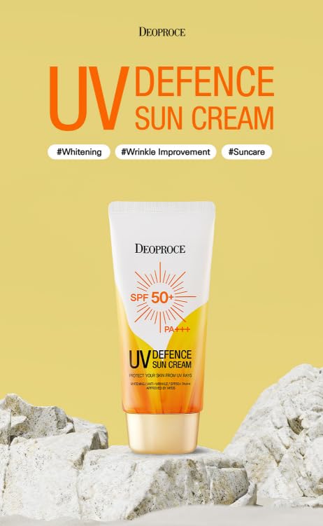DEOPROCE UV DEFENCE SUN PROTECTOR SPF50+ PA+++ | 3-in-1 Sunscreen, Makeup Base & Tone Corrector | Lightweight, Non-Greasy Formula (70g / 2.47oz)-FemmiqueWomen