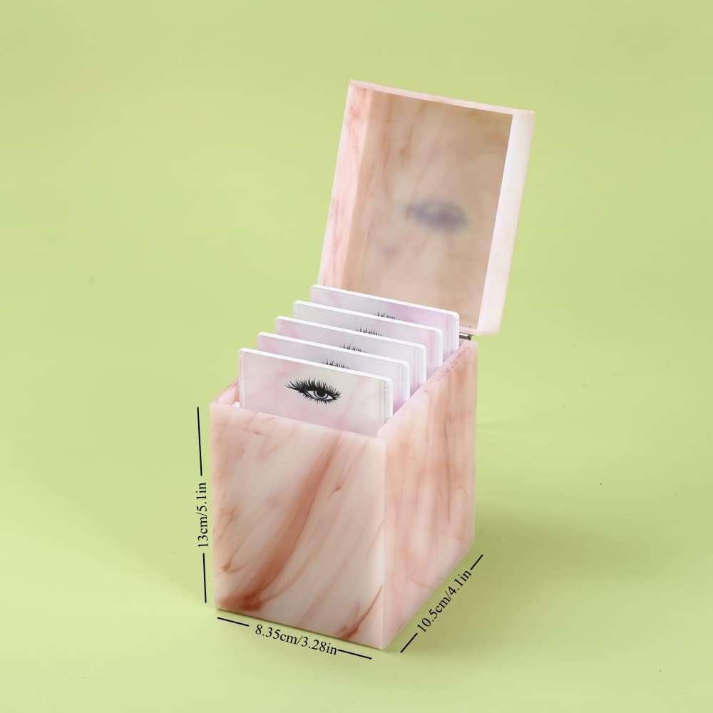 5 Layers Acrylic Eyelash Storage Box, Makeup Eyelashes Extension Close-Packed Display with 5 Pallets, Grafting False Eyelashes Glue Pallet Holder Display Organizer (5 Layer Marble Pink)-FemmiqueWomen